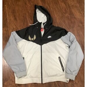 Nike Hooded Track Jacket Y2K Full Zip Rain Jacket, White, Womens XL